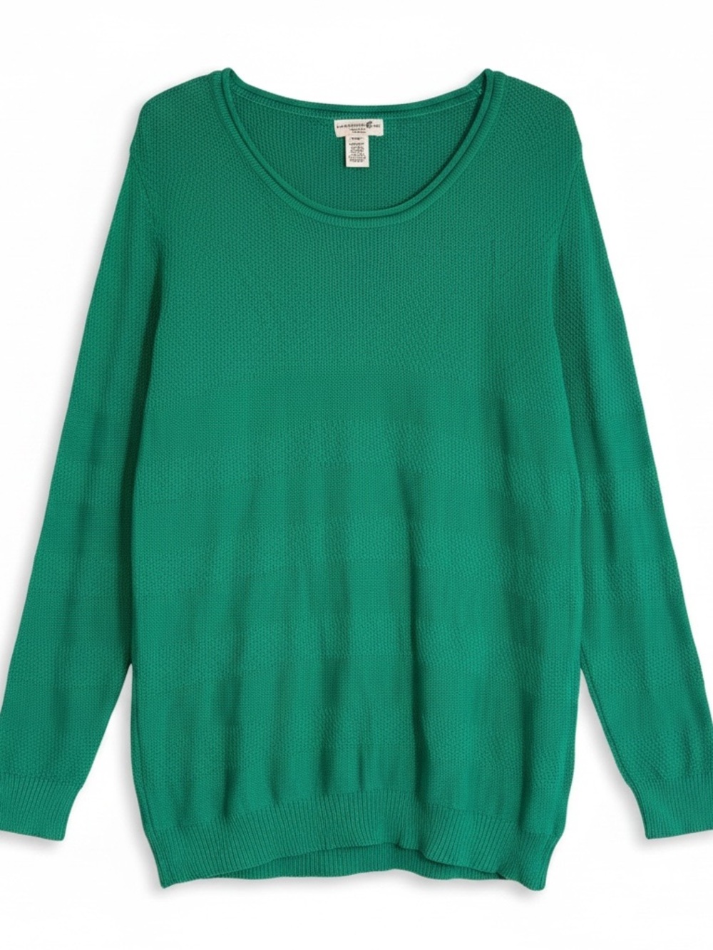 Caribbean Joe Woman Green Open Knit Sweater Tunic 2X
